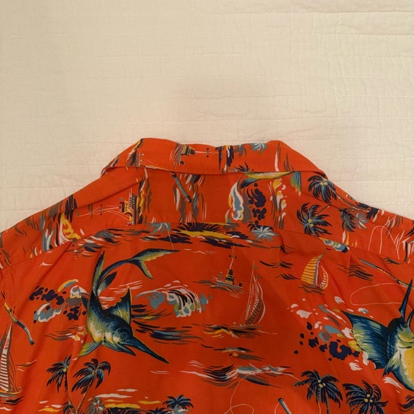 Polo Ralph Lauren Orange Swordfish Tropical Coastal Button Down Shirt Size Large - Picture 12 of 14